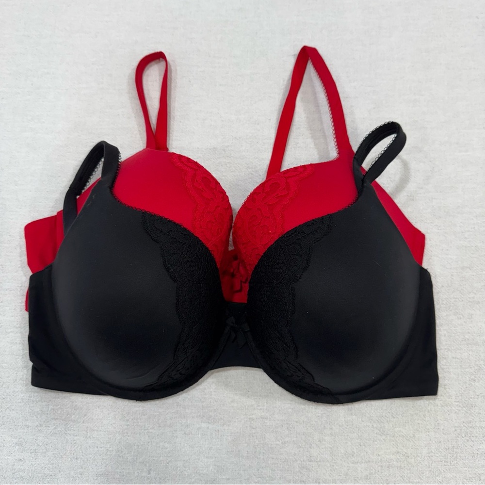 Victoria's Secret Perfect Shape Bra Lot of 2 Women’s Size 40D Red & Black NWOT